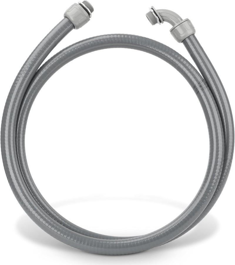 HOXHA 3/4 Inch 6 Ft Electrical Conduit Kit AC Whip Kit Flexible PVC Non Metallic Liquid Tight Conduit, Electrical Wire Conduit Pipe with Straight and 90-Degree Conduit Connector Fittings - Image 1